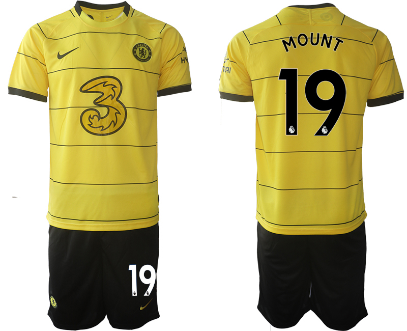Men 2021-2022 Club Chelsea away yellow #19 Soccer Jersey